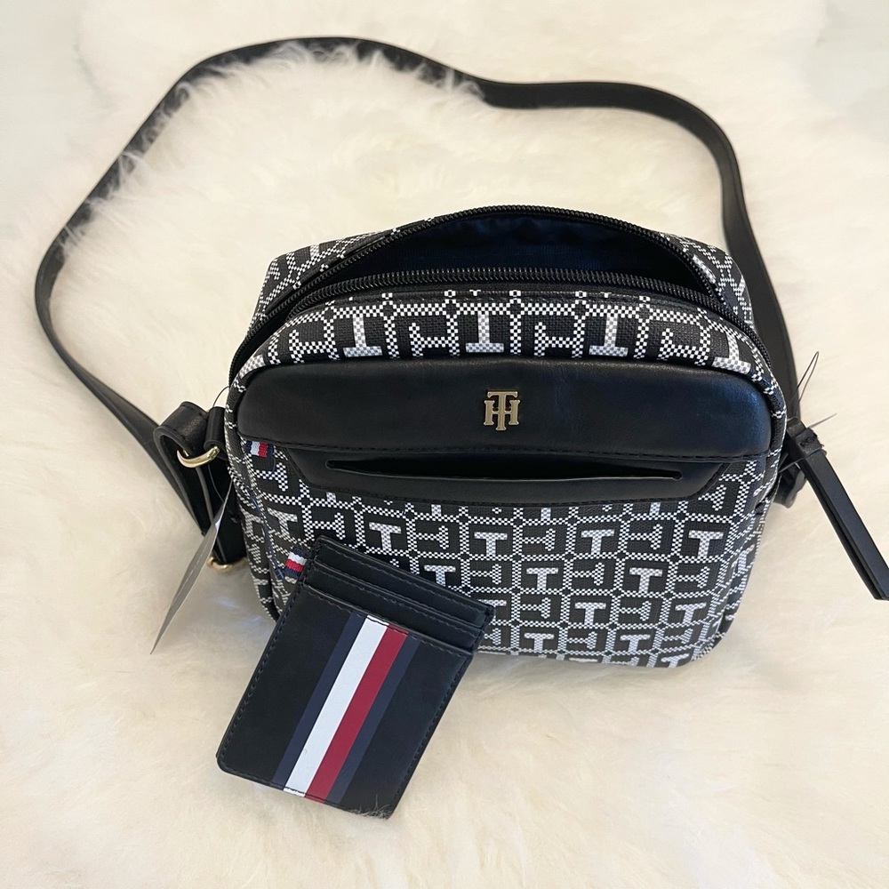 Tommy Hilfiger Black Logo Crossbody & Pouch NWT